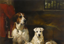 Featured Lot: John Emms, “Hounds and a Terrier in a Kennel”