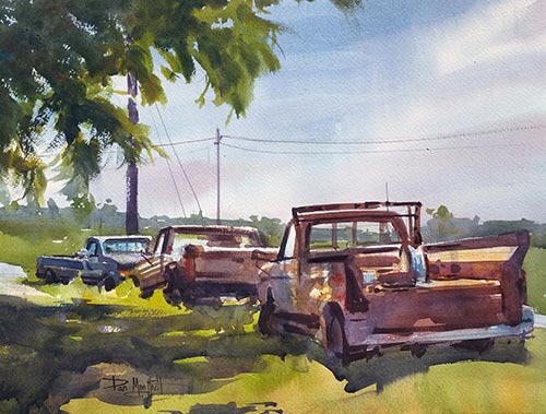 Dan Mondloch, "Off Street Parking," 2016, watercolor, 12 x 16 in.