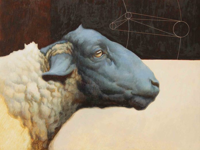 CRAIG BLIETZ (b. 1956), Leicester’s Earth, 2015, tempera and oil on panel, 9 x 12 in., private collection