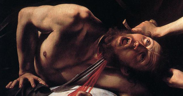 Michelangelo Merisi da Caravaggio, “Judith Beheading Holofernes (detail),” circa 1599, oil on canvas, 57 x 77 in. (c) Galleria Nazionale d’Arte Antica, Rome 2016