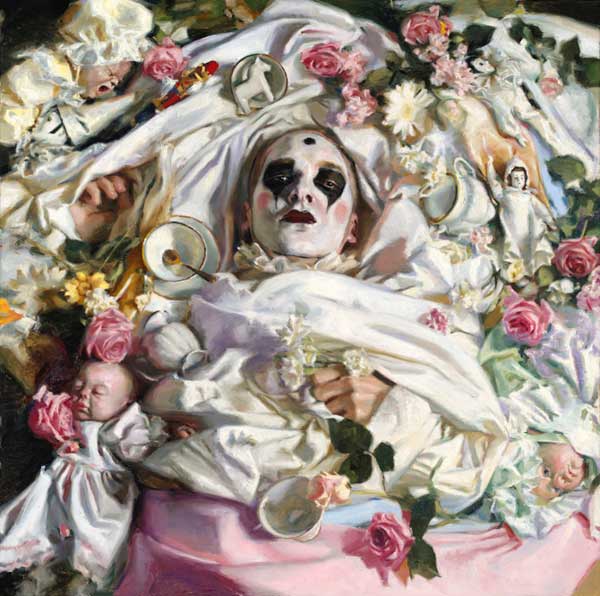 Teresa Oaxaca, “The Black Pierrot,” 2016, oil on canvas, 32 x 32 in.