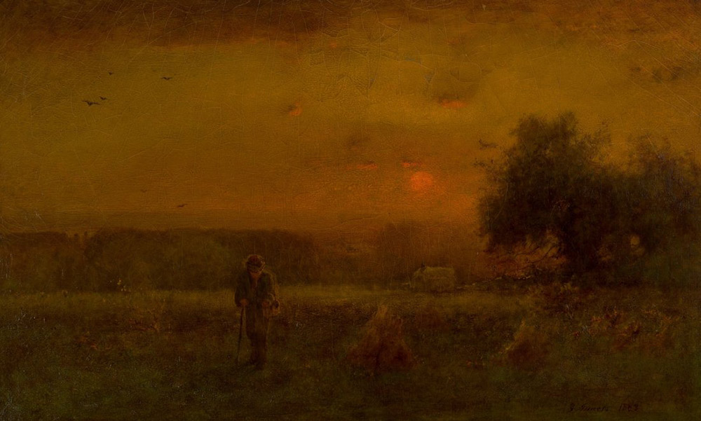 George Inness, “Evening Glow,” 1883, oil on canvas, 22 x 36 in. (c) Heritage Auctions 2016