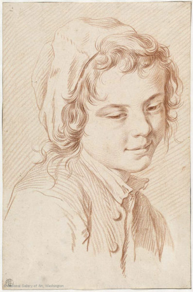Edmé Bouchardon, “Tête de jeune garçon,” 1740, red chalk, 14 x 9 1/2 in. (c) National Gallery of Art, Washington 2016