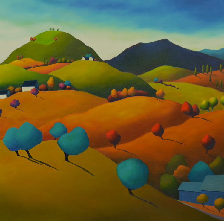 Anne Cady, “The Hills Are Calling Us Home,” oil on canvas, 48 x 48 in. (c) NODG 2016