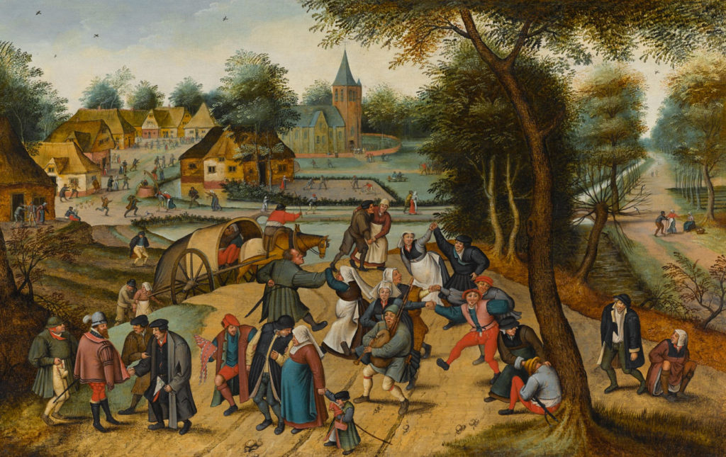 Pieter Brueghel the Younger, “Return from the Kermesse,” oil on oak panel, 19 5/8 x 31 1/8 in.