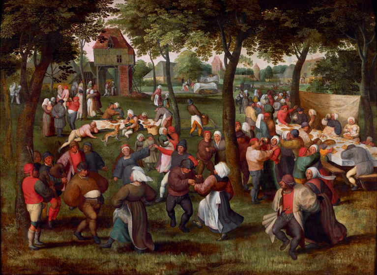 Maerten van Cleve, “The wedding dance outside,” 1570, oil, 94.3 x 122.3 cm. (c) De Jonckheere Gallery 2016