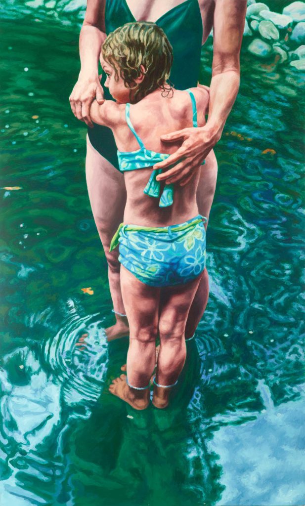 Narrative Art - Virginia Derryberry, “Water Duo,” 2014, oil on canvas, 60 x 36 in. (c) Virginia Derryberry 2017