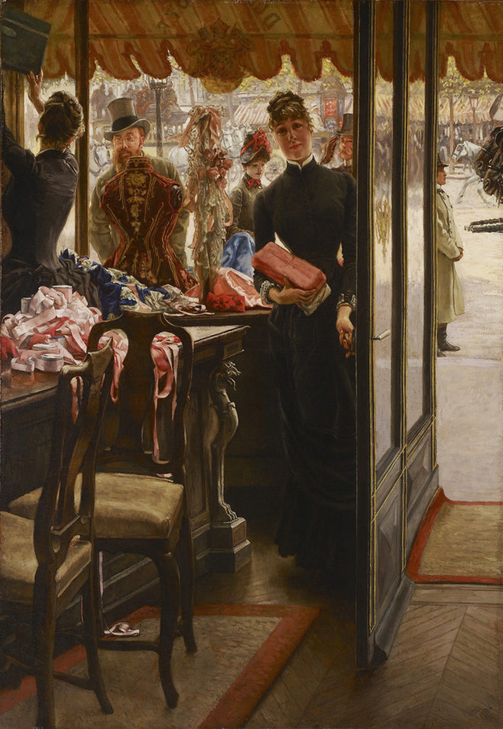 James Tissot, “The Shop Girl,” circa 1883-1885, oil on canvas, 57-1/2 x 40 in. © Art Gallery of Ontario 2017