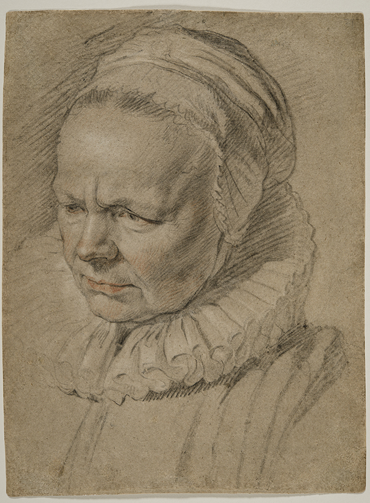 Jacob Jordaens, “Portrait of Elizabeth van Noort,” circa 1630s, black, red, and white chalk on paper, 12-3/8 x 9-5/8 in. (c) Ackland Art Museum 2017
