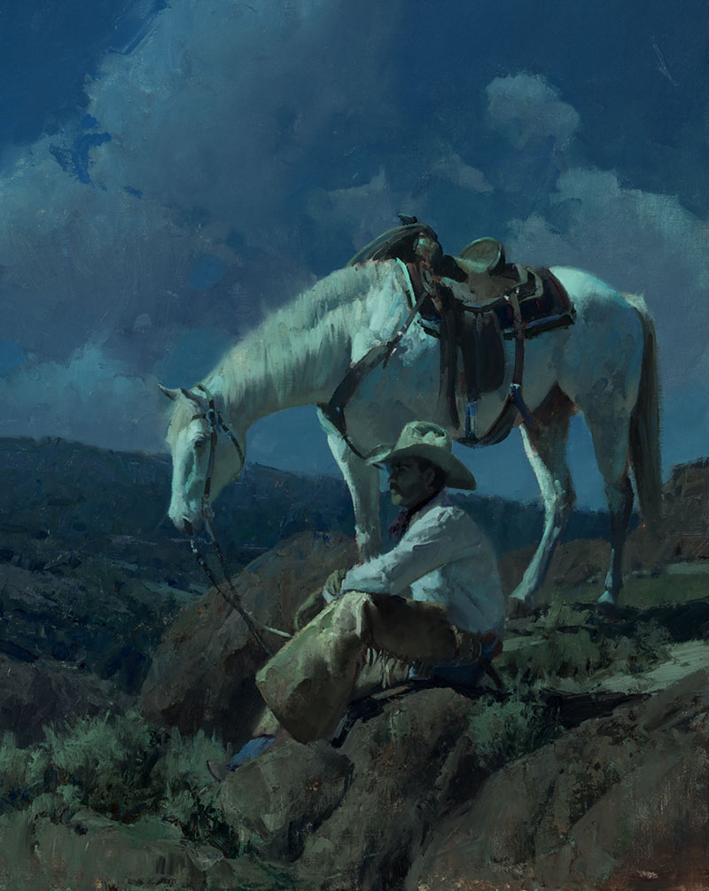 Bill Anton, “Under the Cowboy Moon,” 2011, oil on linen, 30 x 24 in. private collection