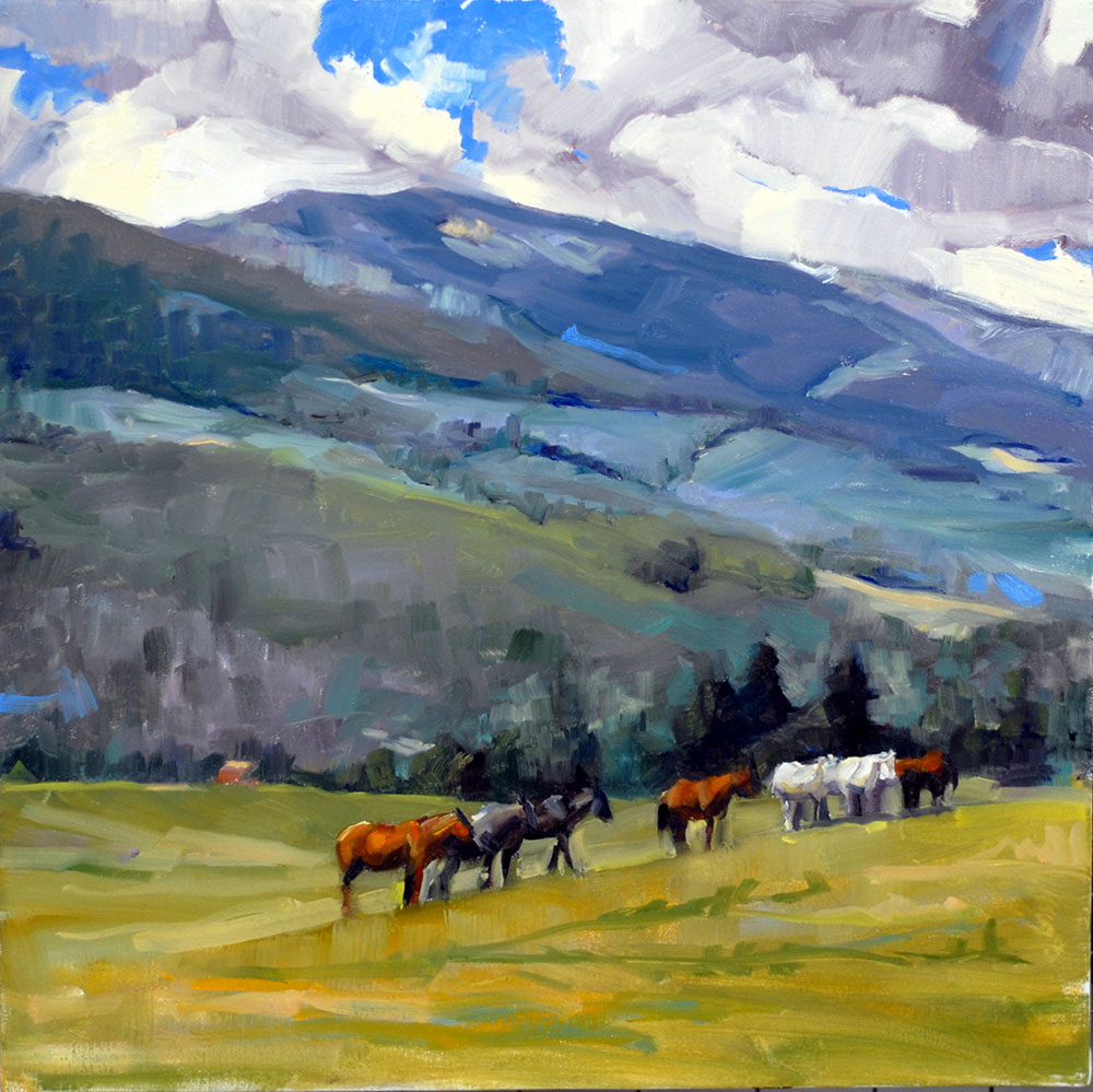 Heather Arenas, “Home on the Range,” 2016, oil on linen, 18 x 18 in. Mary Williams Fine Art 