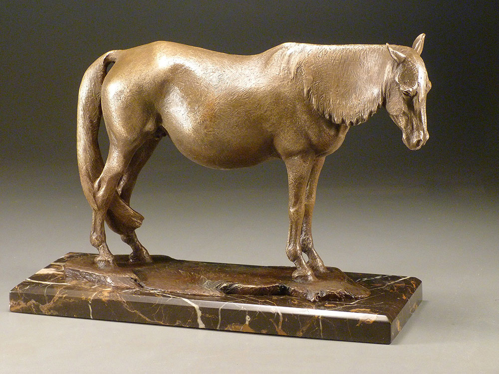 D.L. Engle, “Waiting,” 2012, bronze, 12-1/2 x 8-3/4 x 4-1/2 in. private collection