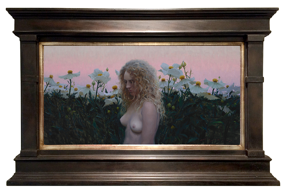 Jeremy Lipking, “Matilija Poppies,” oil on canvas, 18 x 36 in. © Image Courtesy Arcadia Contemporary