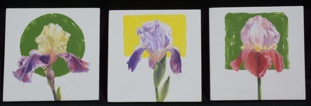 James Winn, “Iris,” acrylic on paper, 6 x 6 in. (each) © Tory Folliard Gallery