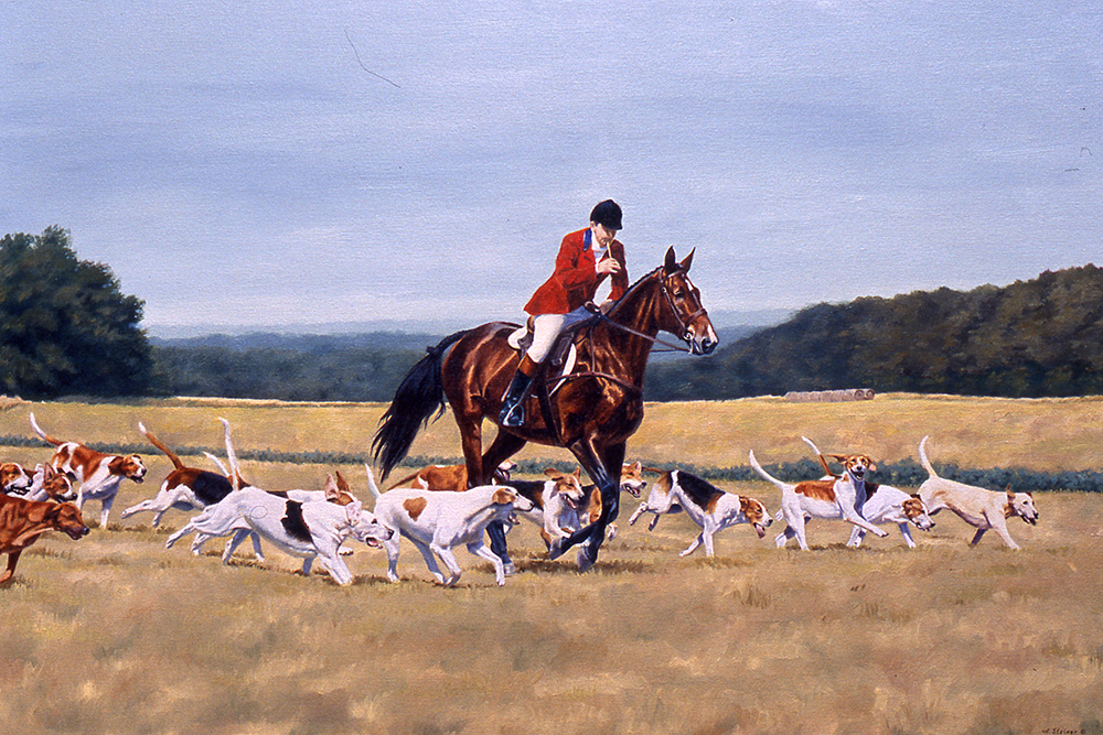 Andrea Steiner, “On the Line,” 2010, oil on canvas, 24 x 36 in. Dog & Horse Fine Art & Portraiture