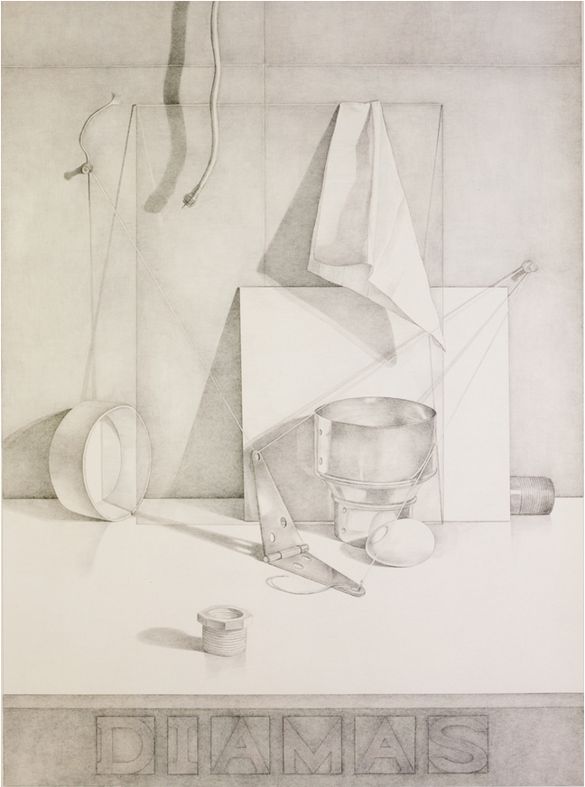 Dennis Angel, “Diamas,” silverpoint and gold on tinted paper, © Dennis Angel 