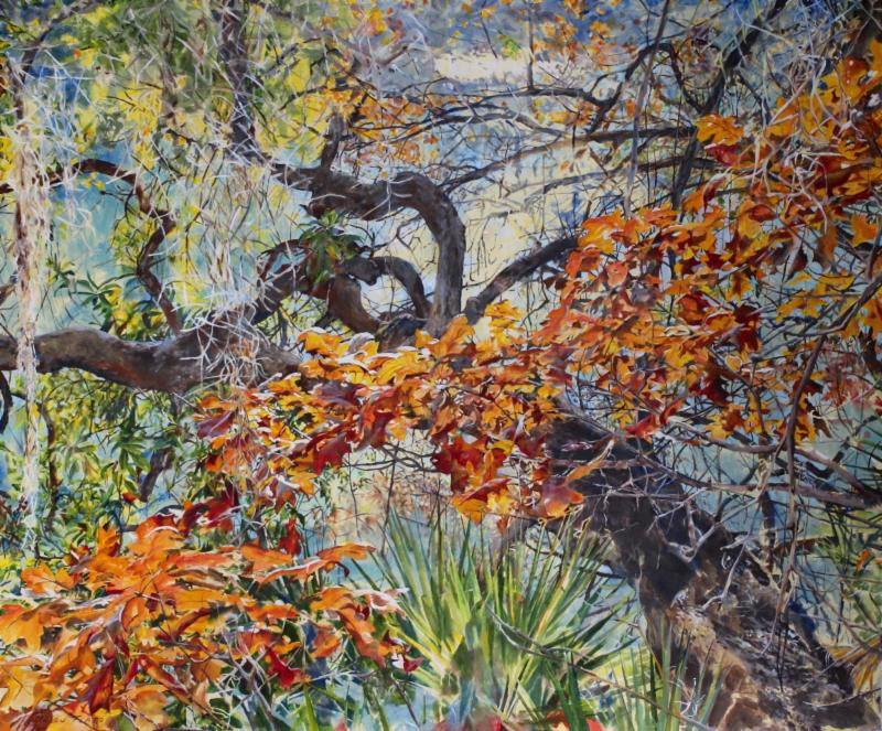 Malou Flato, “Laguna Gloria,” 60 x 72 in. © Davis Gallery