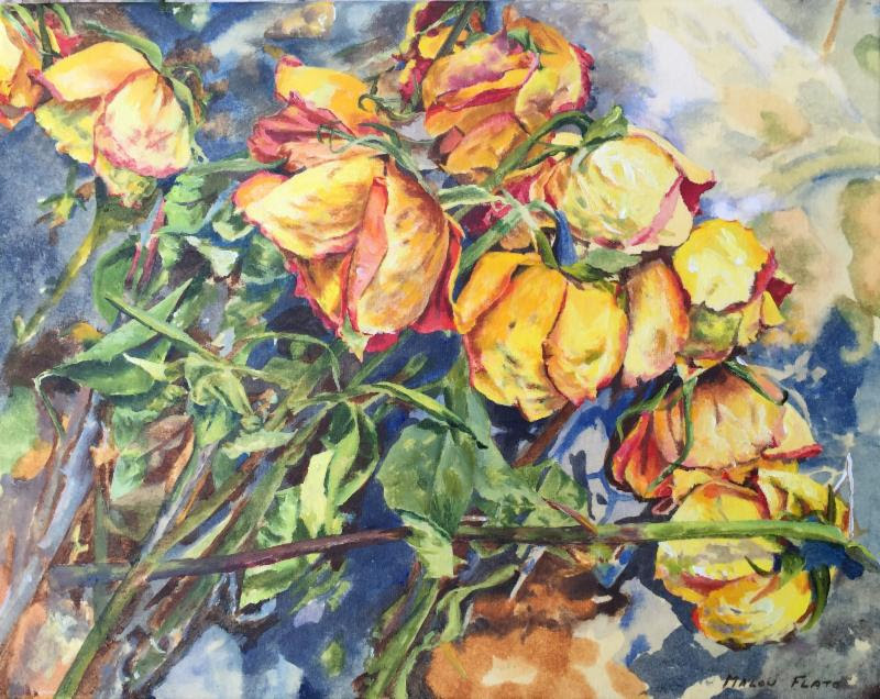 Malou Flato, “Wet Roses,” 11 x 14 in. © Davis Gallery 