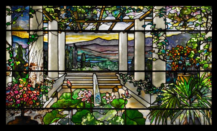 A Wooded Landscape Right Panel by Louis Comfort Tiffany