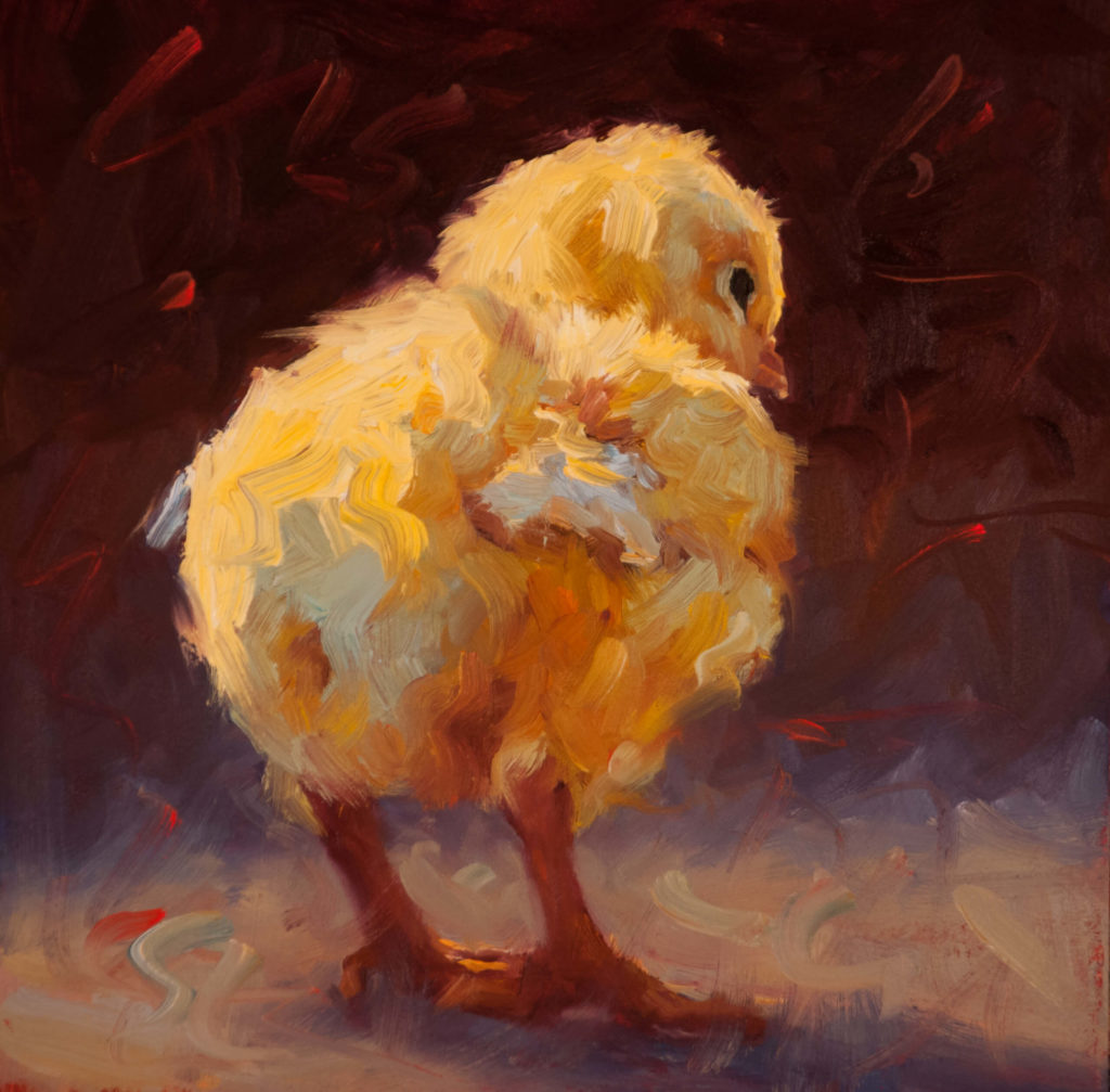 how to paint chickens - painting of a chick