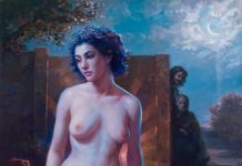 Bathing Outside, at Night: A Painting by Patricia Watwood Figurative art