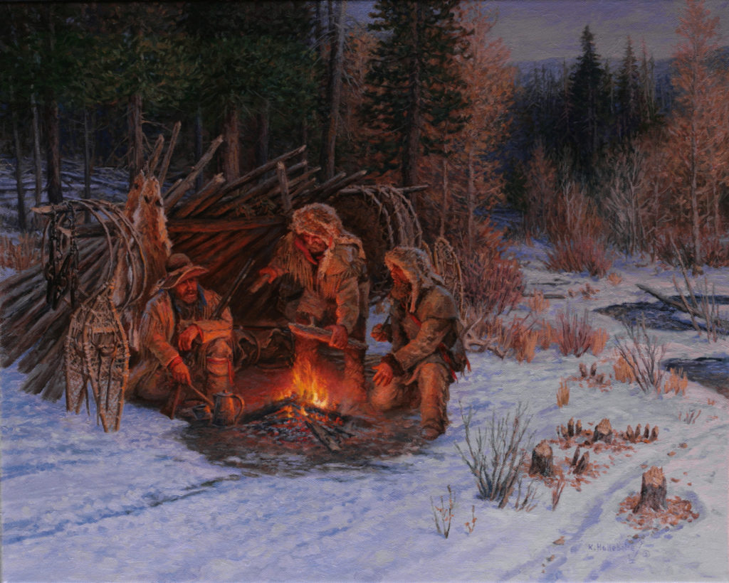 Karin Hollebeke, “Season of the Trapper,” 2019, oil on linen, 16 x 20 in.