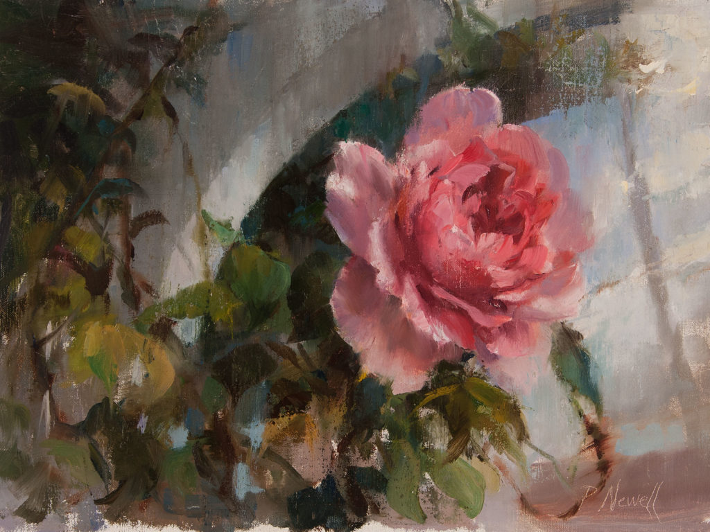 Pam Newell, “Arbor Rose,” oil on linen panel, 9 x 12 in.