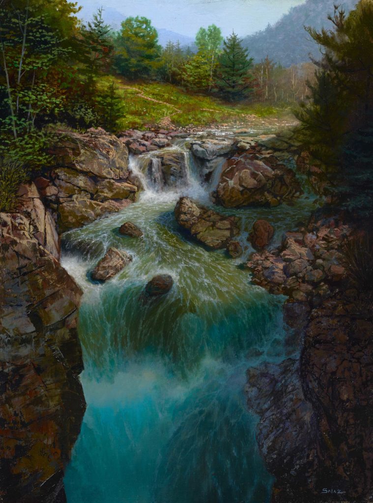 Ken Salaz, “Flume Falls,” oil, 16 x 12 in.