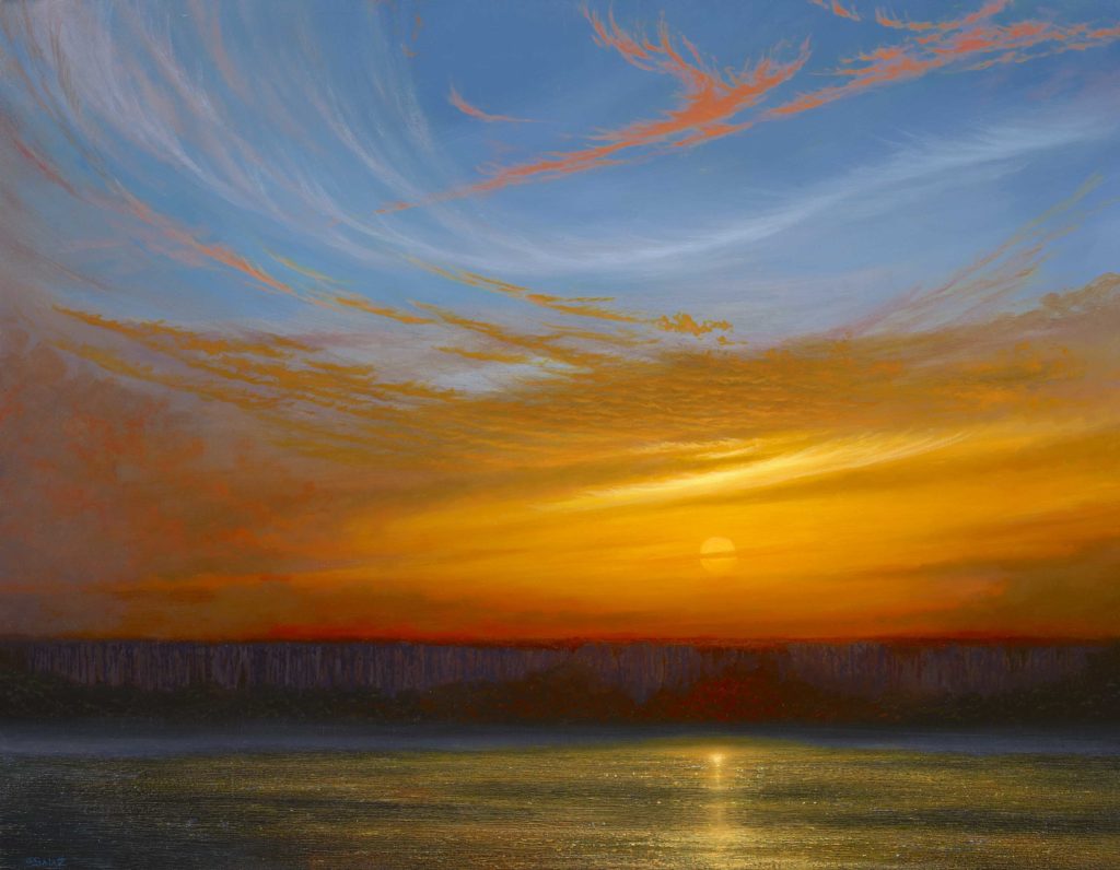 Ken Salaz, “Swansong Sunset Over Palisades,” oil, 22 x 28 in.