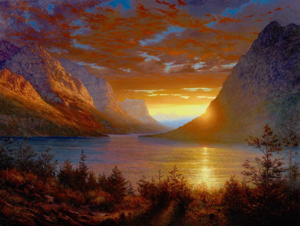 Ken Salaz, “The Eternal Now – St. Mary Lake,” oil, 30 x 40 in.