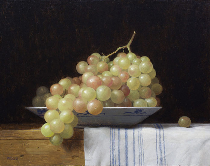 Justin Wood, “Bowl of Grapes,” oil on panel, 11 x 14 in.