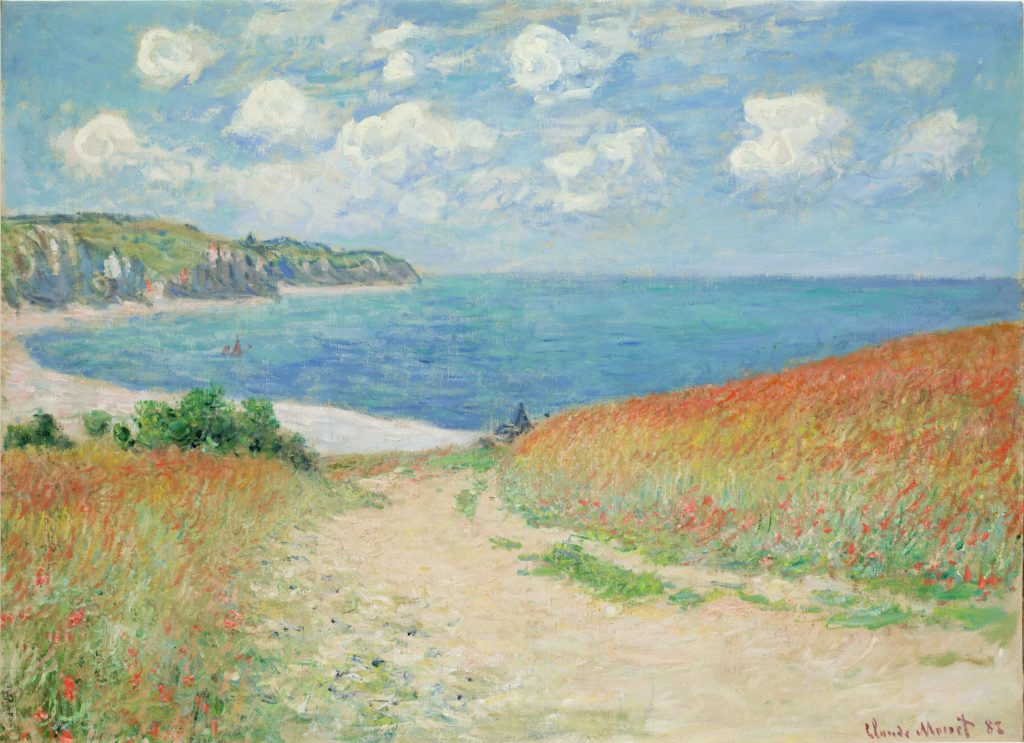 Claude Monet, “Path in the Wheat Fields at Pourville,” 1882, oil on canvas, 23 x 30 1/2 in (58.4 x 77.5 cm). Denver Art Museum: Frederic C. Hamilton Collection, 2016.365.
