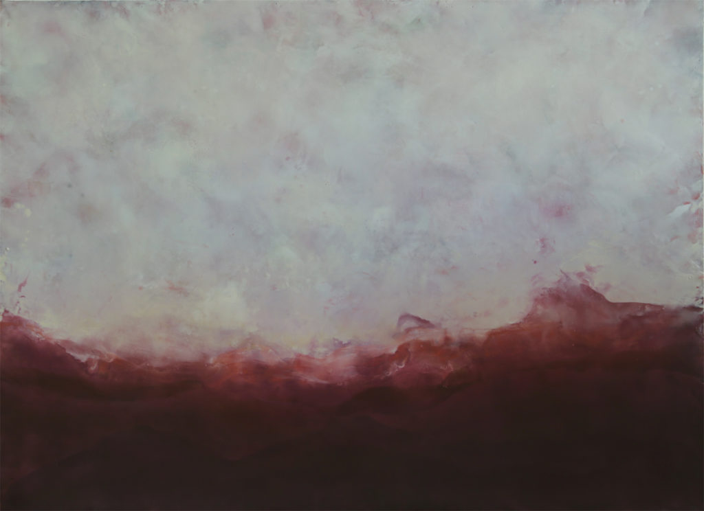 Betsy Eby, “Half the World,” 2019, encaustic on canvas on panel, 48 x 66 in.