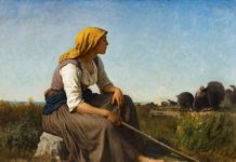 TEFAF New York Fall Reveals First Look Jules Breton (Courrières, 1827 – Paris, 1906), “Gardeuse de Dindons (The Turkey Tender),” 1864, oil on canvas, 82.6 x 101.6 cm (32.5 x 40 in.) Signed lower right ‘Jules Breton’ and dated ‘1864’
