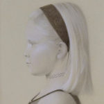 Argentum: Contemporary Silverpoint Koo Schadler, “Profile of Lily with Pearl Buttons,” silverpoint on paper