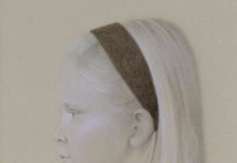 Argentum: Contemporary Silverpoint Koo Schadler, “Profile of Lily with Pearl Buttons,” silverpoint on paper