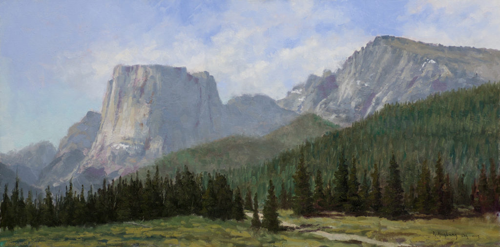 Robert Hagberg, “Northern Exposure of Square Top Mountain,” oil on linen panel, 15 x 30 in.
