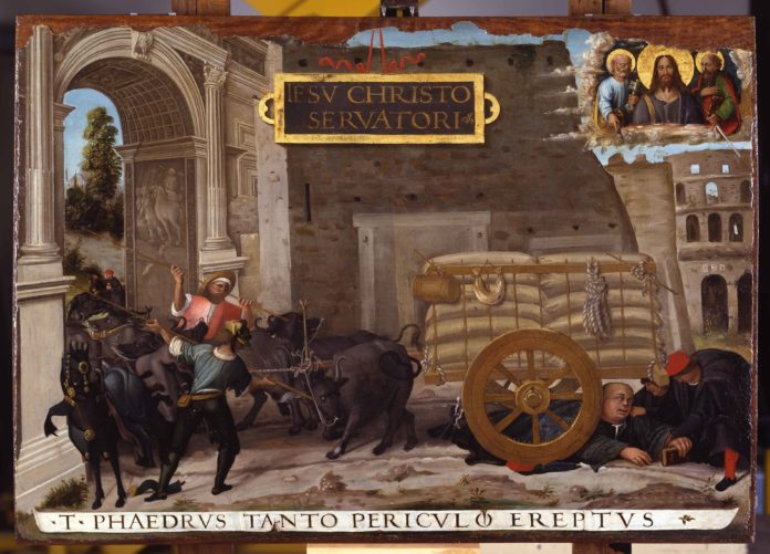 Raphael, “Ex-voto of Tommaso Inghirami Fallen under an Ox-Cart in Rome”