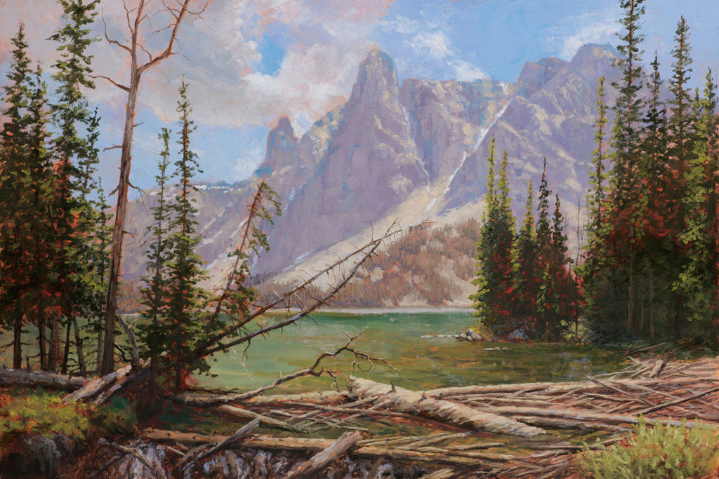 Robert Hagberg, “Slide Lake,” oil on linen panel, 20 x 30 in.