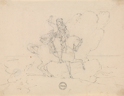 Lot 127: Théodore Géricault, “Le Giaour,” pen, ink & pencil, 1820. Property from the Eric Carlson Irrevocable Trust. Estimate $7,000 to $10,000.