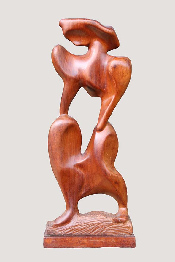 Ellen Key Oberg (1905 – 1989), Abstract Female Figure, carved cherrywood
