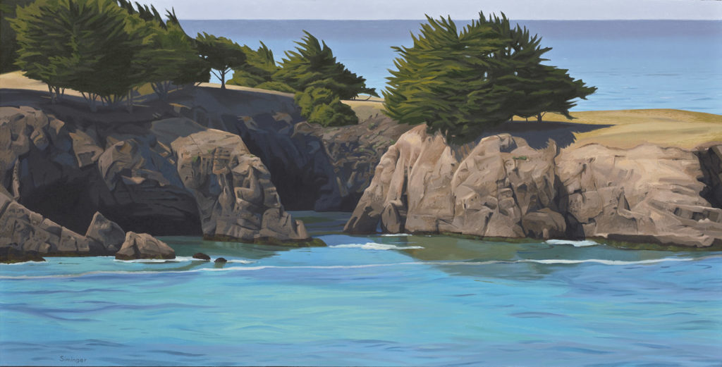 Suzanne Siminger, “Inlet,” oil on canvas, 24 x 48 in.