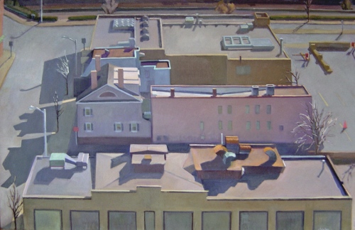 Constance LaPalombara (American, b. 1935), “Complexity,” 2009, oil on linen, 28 x 44 in. New Haven Paint & Clay Club Collection