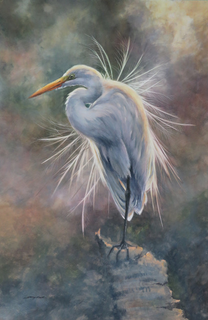 Sherry Egger, "Egret at Daybreak," 36 x 24 in.