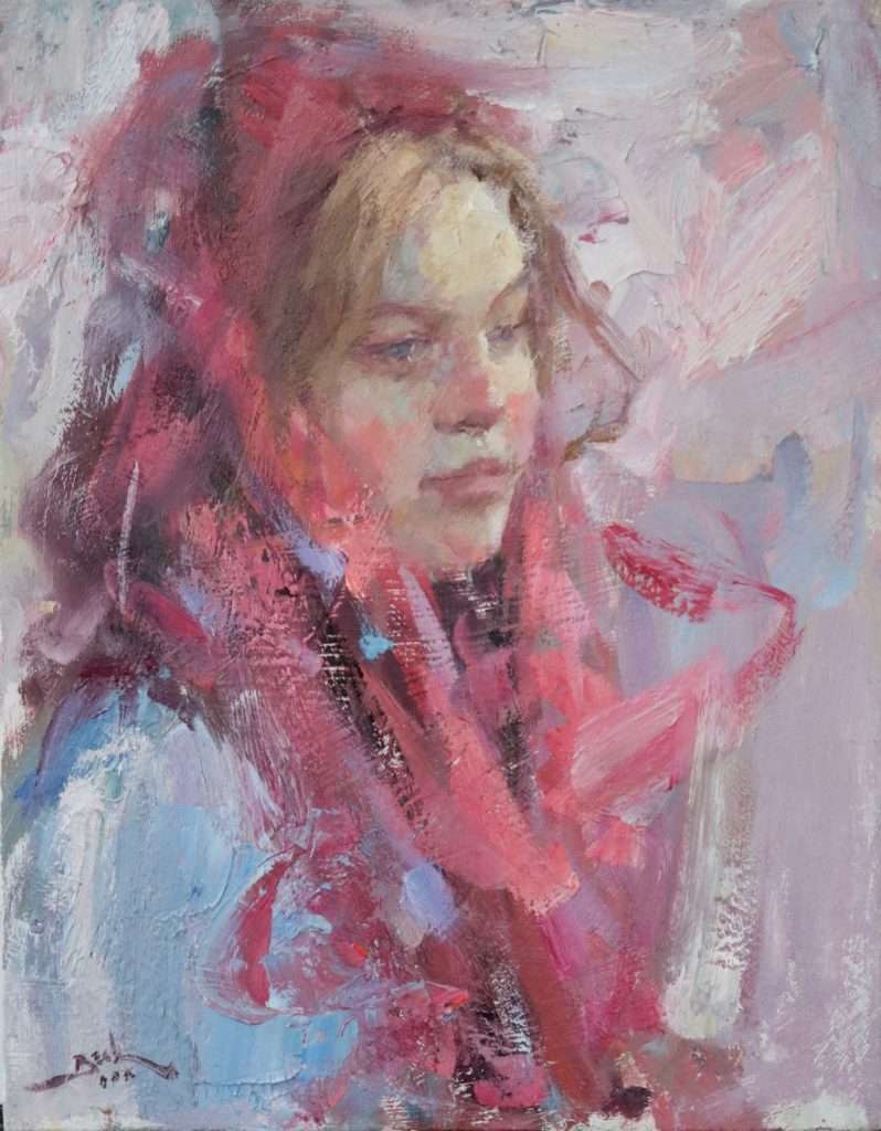 Impressionist paintings - Dan Beck - Red Scarf