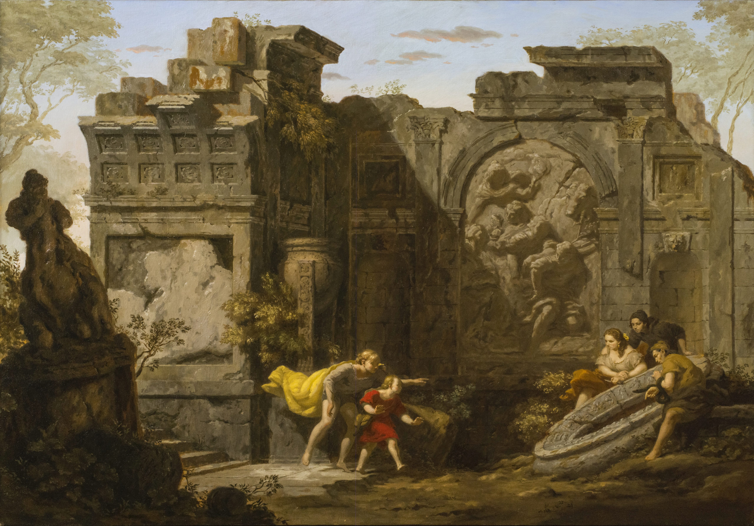 Gabriel (Youth Approaching a Well), by Anthony Baus, signed and dated 2019, Oil on Linen, 32 x 46 in.; Robert Simon Fine Art