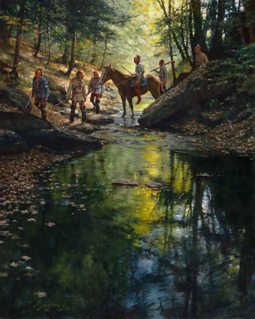 ROBERT GRIFFING, "Taking the Warrior's Trail," oil, 30 x 24, $28,500