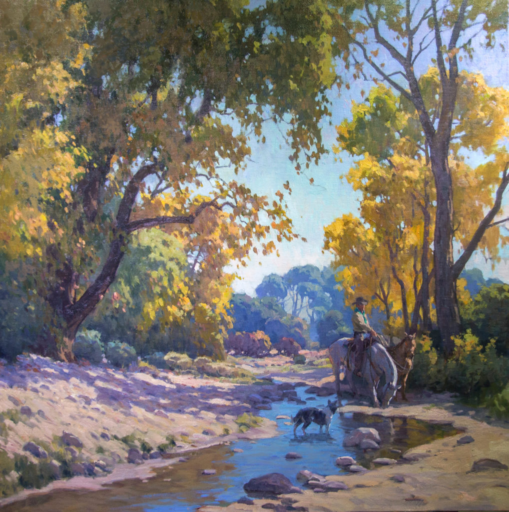 PHIL STARKE, "Cottonwoods Near Hillsboro, New Mexico," oil, 30 x 30, $6,500