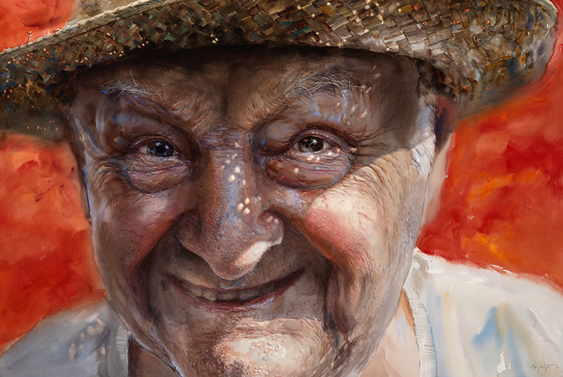 Watercolor portraits of veterans by Mary Whyte