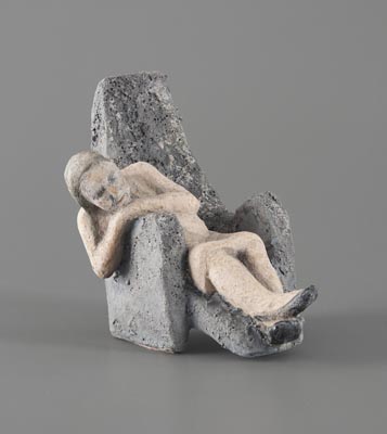 Carol A. Cook, "The Grey Chair," 2016, raku clay and low-fire texture glazes